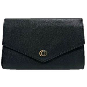 Minicci Black Faux Leather Clutch Goldtone Hardware
